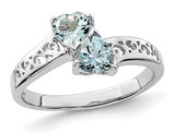 2/5 Carat (ctw) Aquamarine Double Heart Ring in Sterling Silver